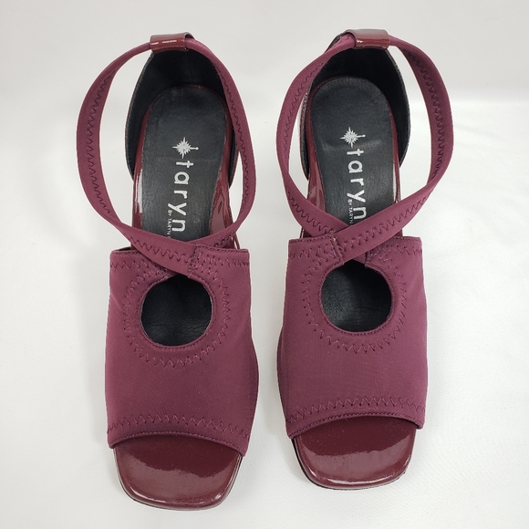 Taryn Burgundy Open Toe Heels - Picture 13 of 13